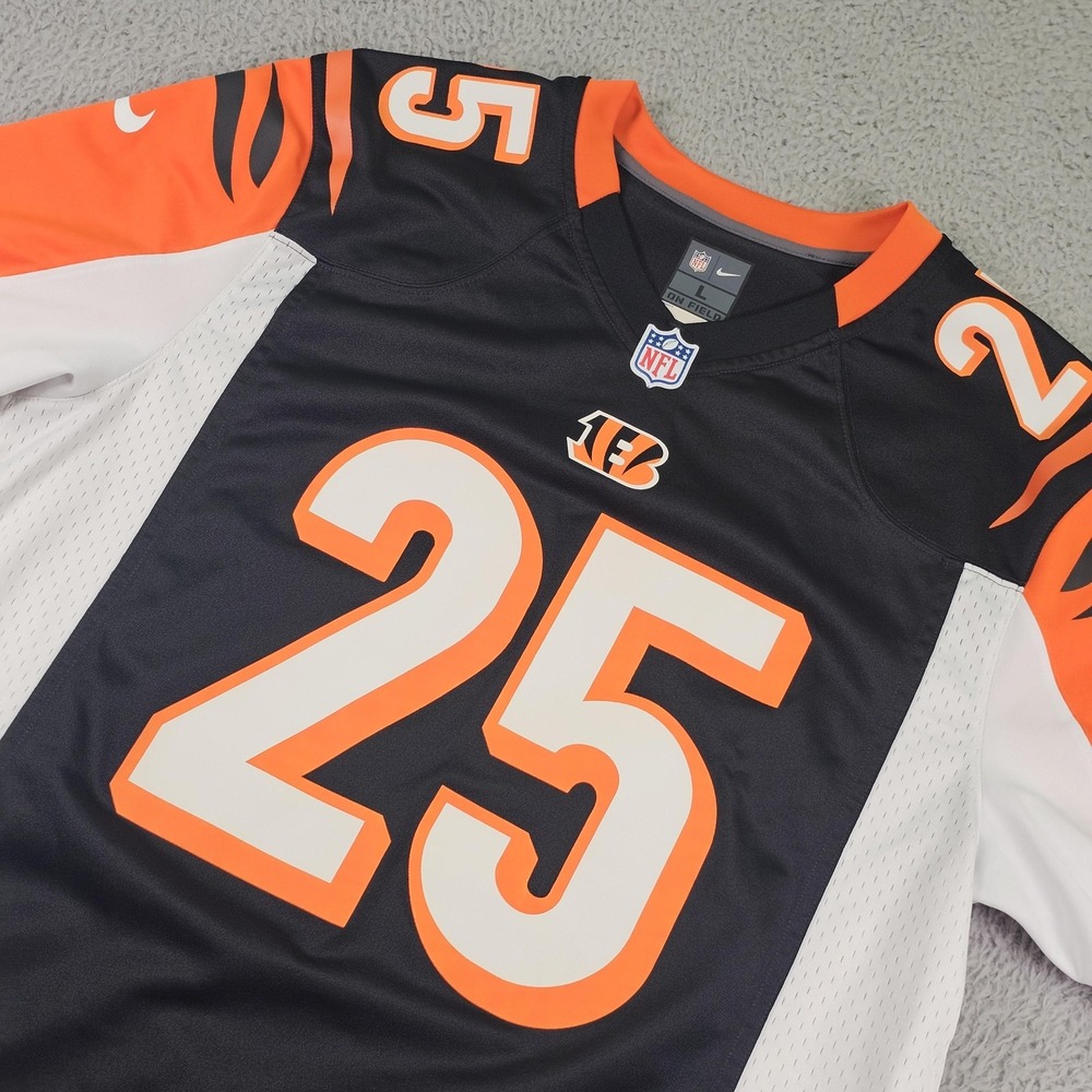 Cincinnati Bengals Football Jersey Mens‎ Large Black Orange NFL Nike Bernard 25